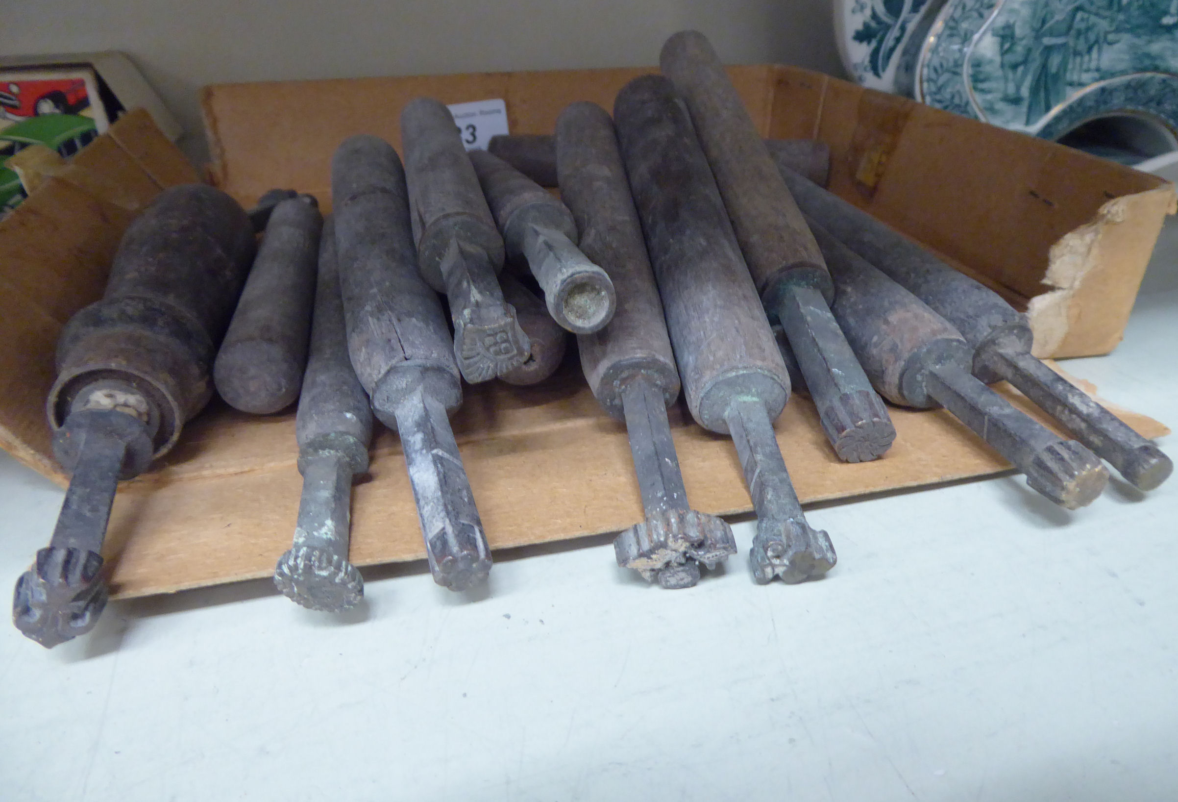 Late 19thC leather workers' iron punches, - Image 3 of 3