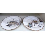 A pair of early 20thC Japanese ivory glazed porcelain plates,
