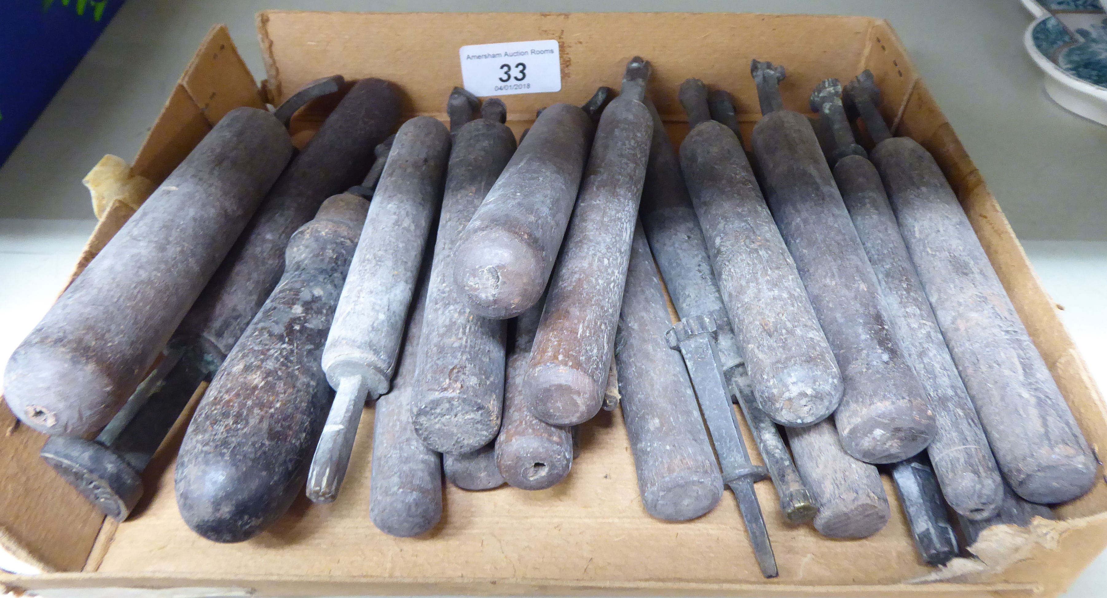 Late 19thC leather workers' iron punches,