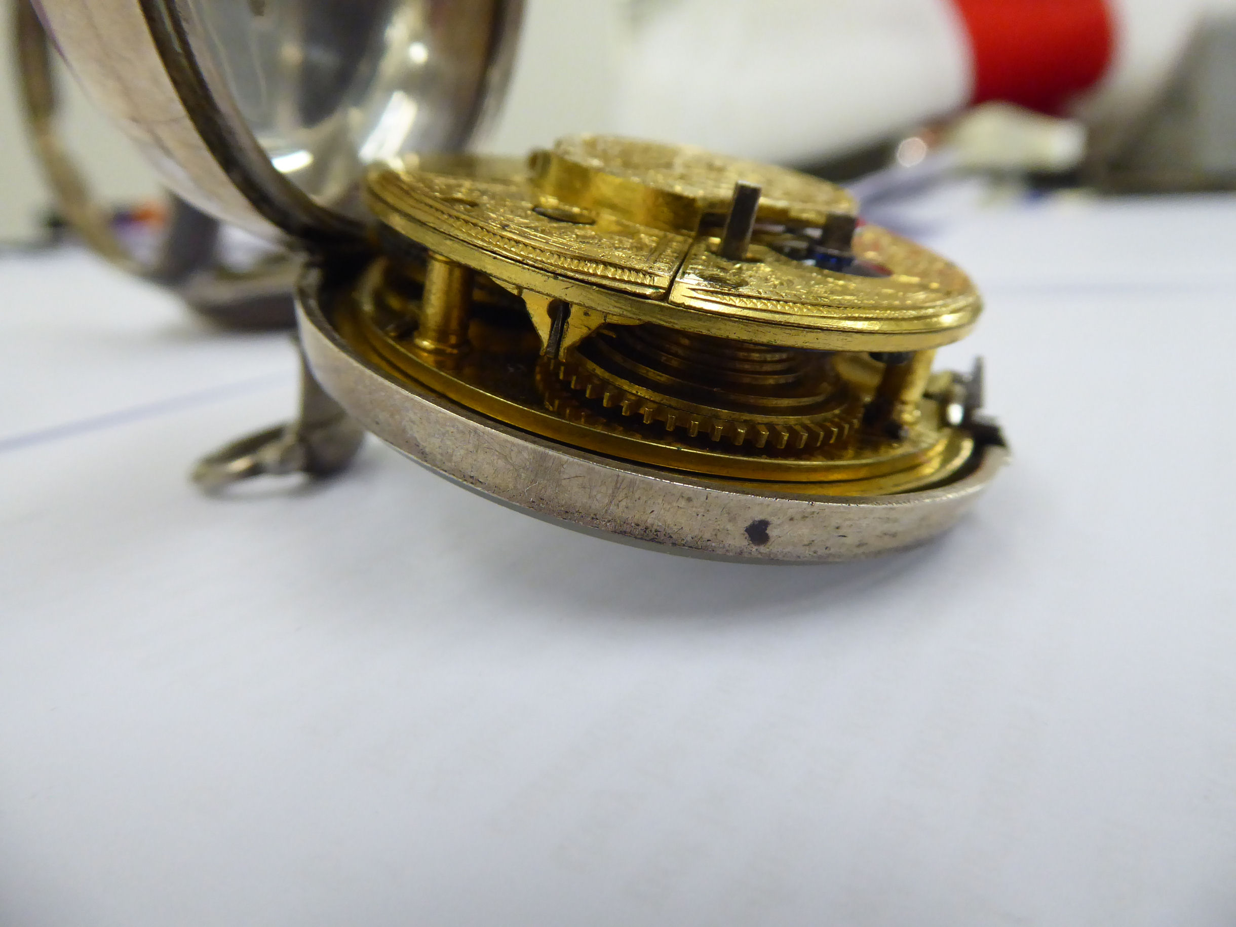 A late 18thC silver pair cased pocket watch, the fusee movement inscribed Wm. - Image 6 of 8