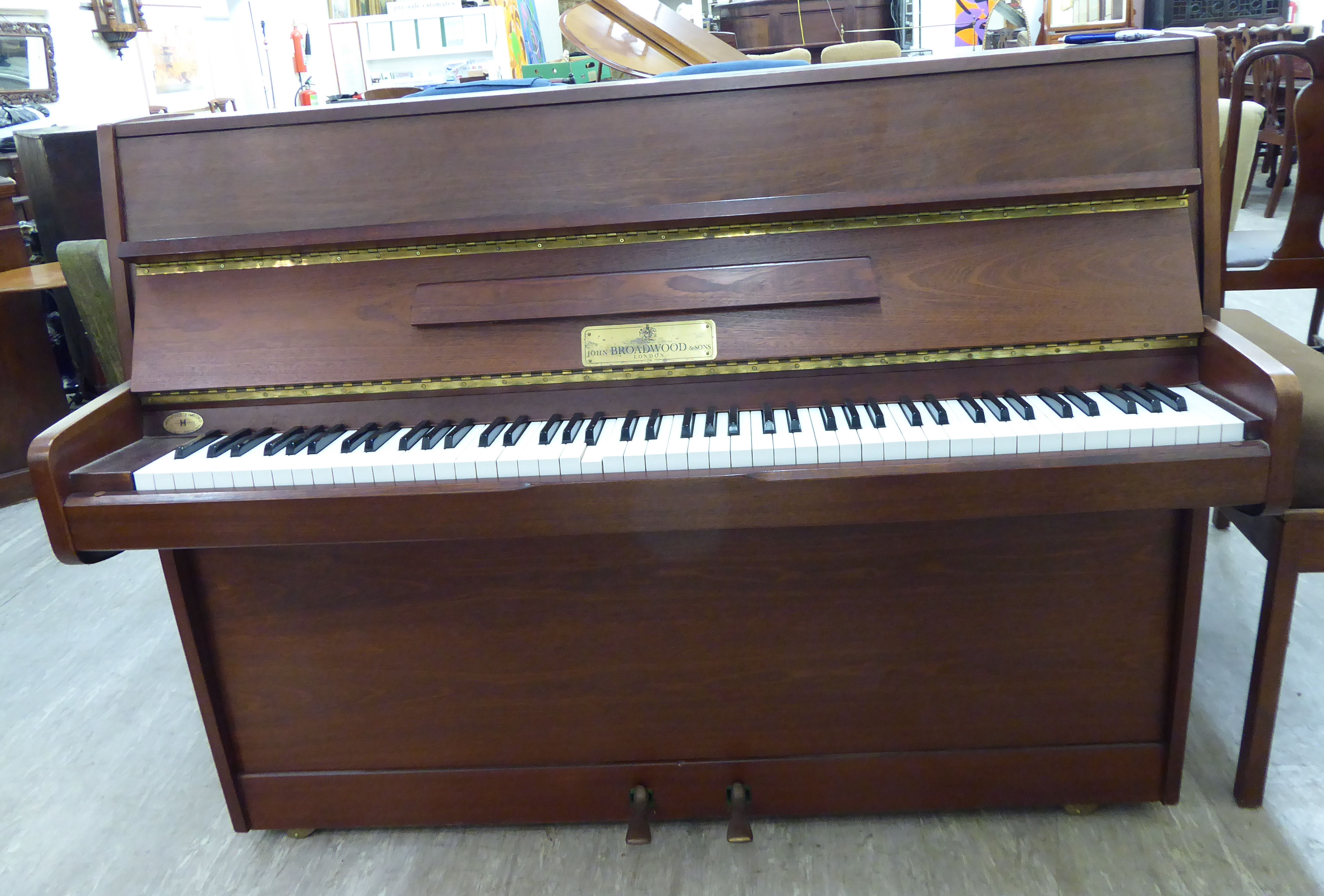 A John Broadwood & Sons teak cased upright piano with an overstrung iron frame, no. - Image 2 of 3