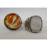 Two white metal rings,