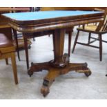 An early 19thC Continental rosewood card table with a rotating.