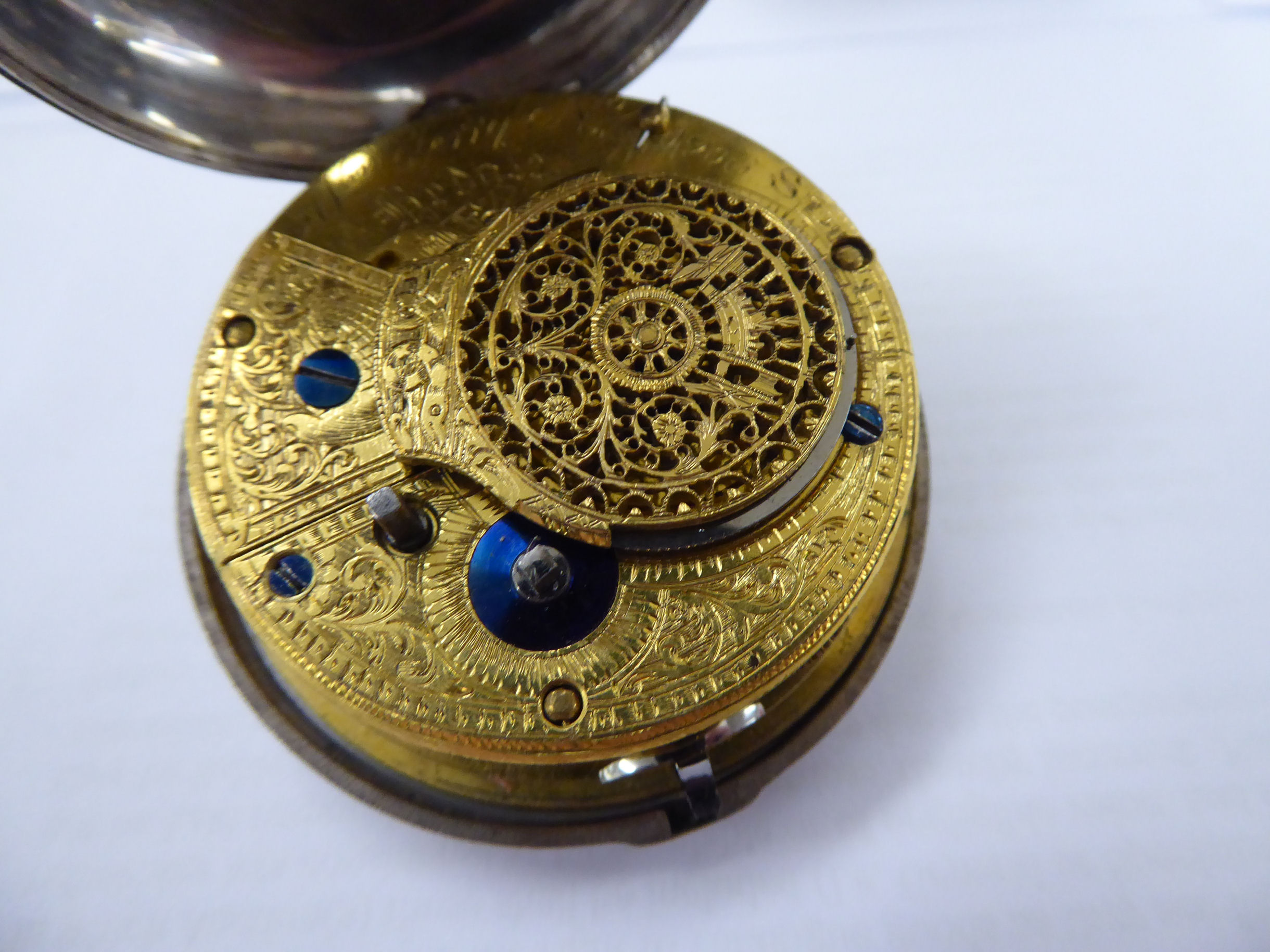 A late 18thC silver pair cased pocket watch, the fusee movement inscribed Wm. - Image 5 of 8