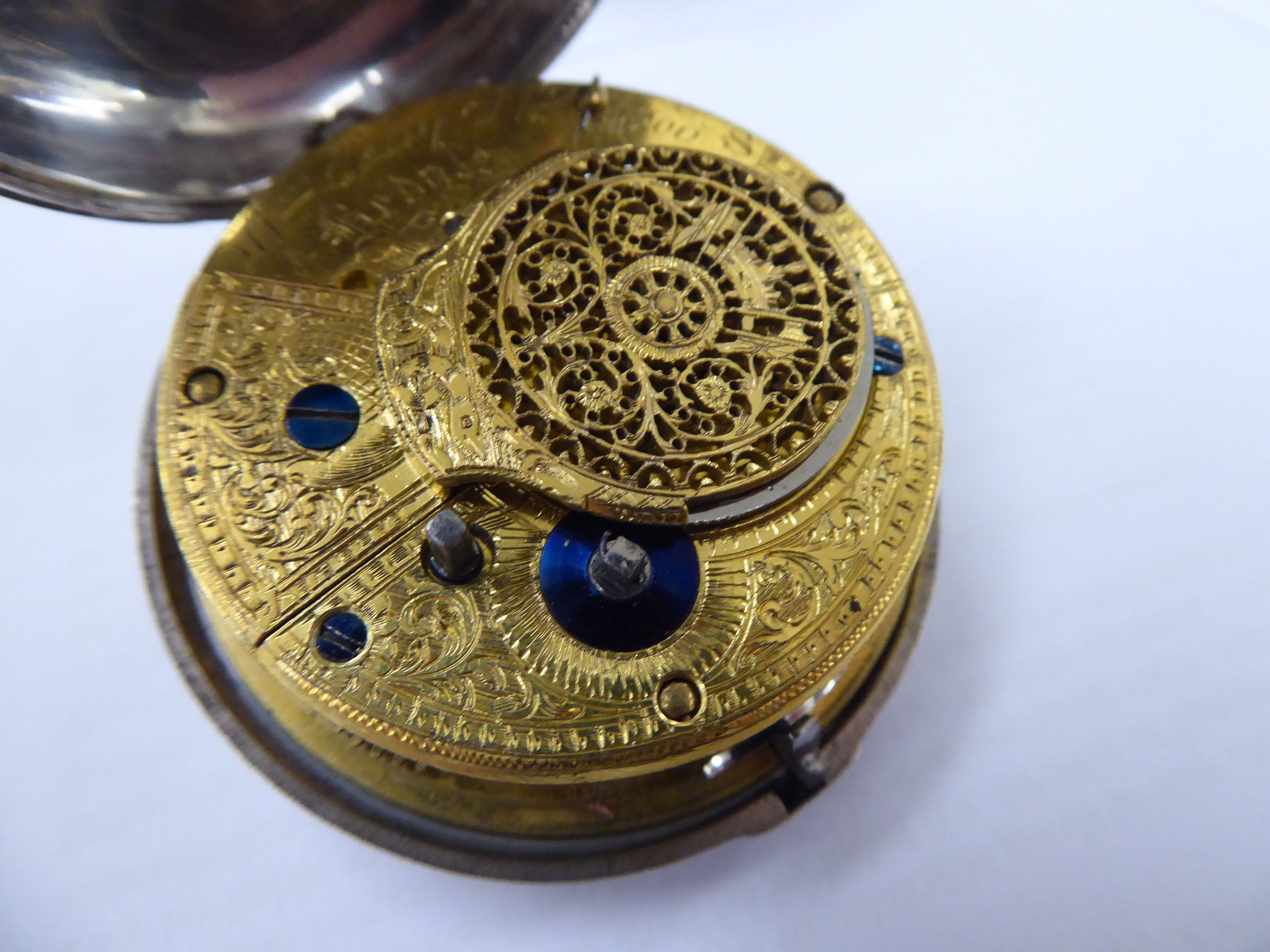 A late 18thC silver pair cased pocket watch, the fusee movement inscribed Wm. - Image 4 of 8