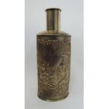 A silver bottle holder, decorated with Flemish garden scenes London 1900 4.