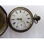 A late 19thC Continental silver coloured metal cased full hunter pocket watch,