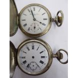 Two similar late 19thC Continental white metal and full hunter pocket watches,