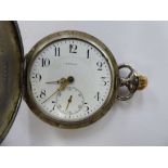 An early 20thC Havila Swiss made, slim, white metal cased, full hunter pocket watch with concentric,