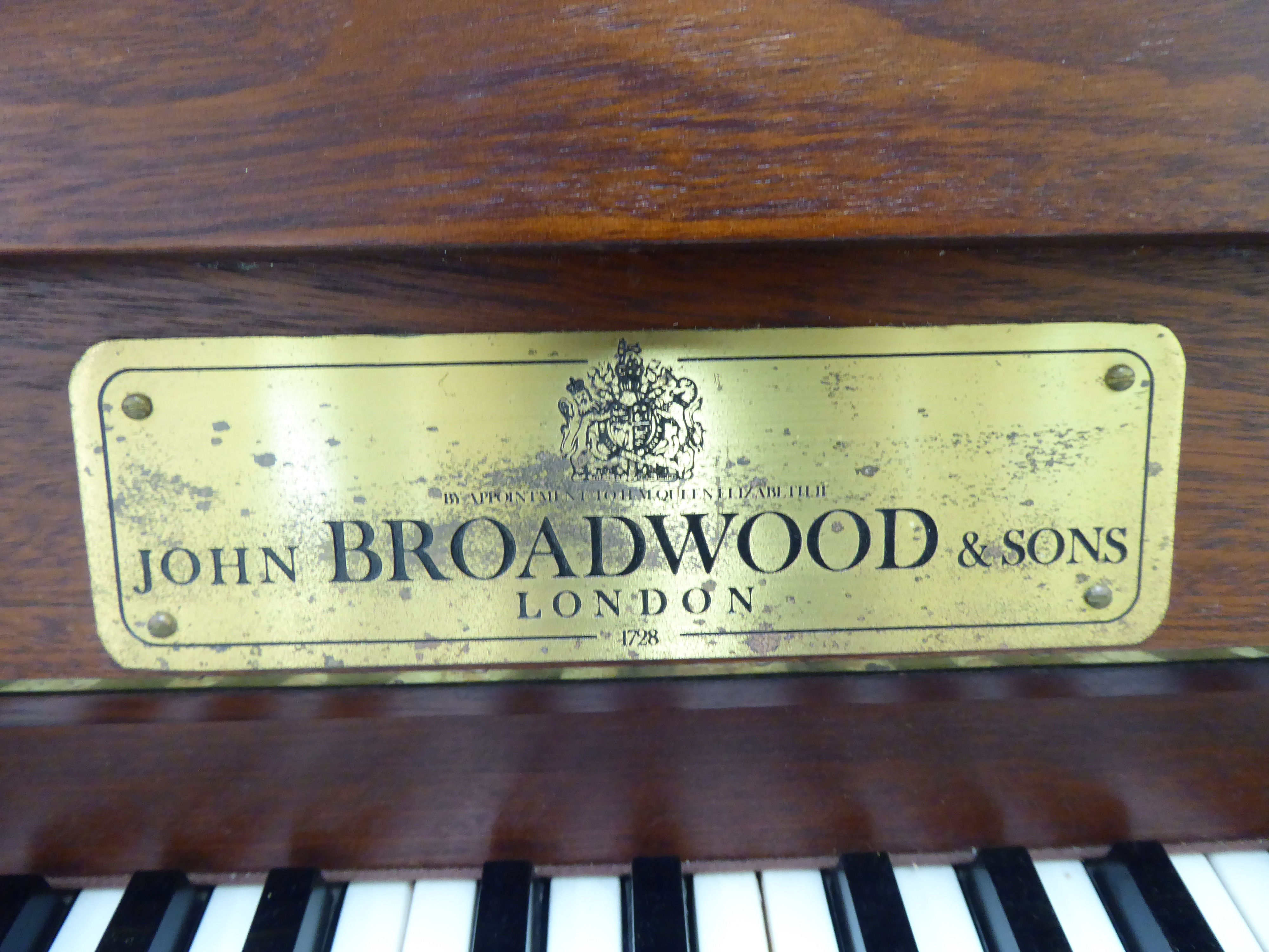 A John Broadwood & Sons teak cased upright piano with an overstrung iron frame, no. - Image 3 of 3