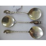 A set of three late Victorian Art Nouveau inspired silver preserve spoons London 1896 11