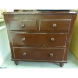 An early 20thC, later chocolate brown painted pine dressing chest,