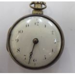 A late 18thC silver pair cased pocket watch, the fusee movement inscribed Wm.