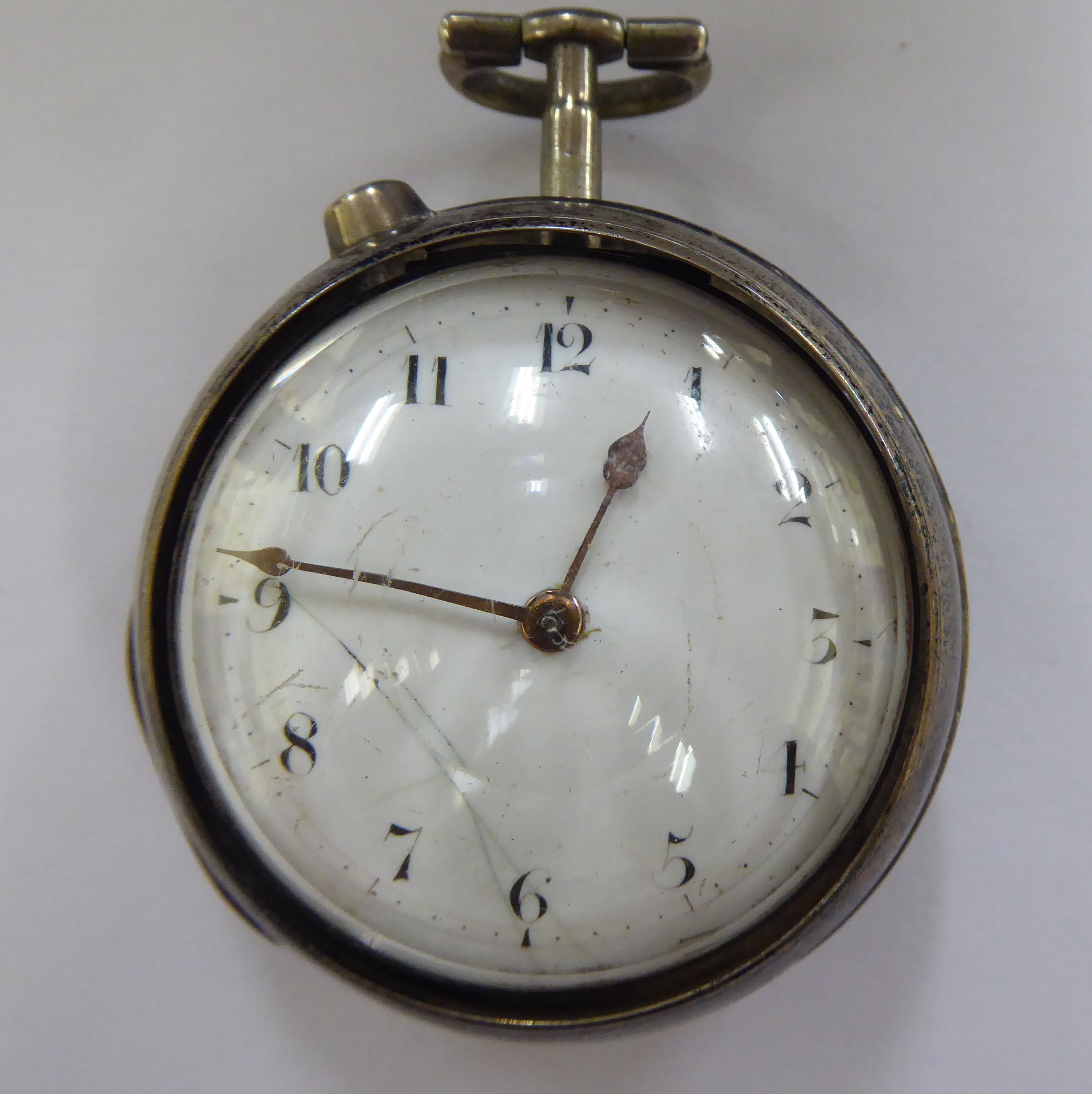An early 19thC silver pair cased pocket watch, the fusee movement inscribed Batin, Waterhouse,