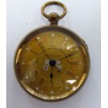 A late 19th/early 20thC yellow metal cased Railway Time Keeper, Best Centre Seconds Chronograph,