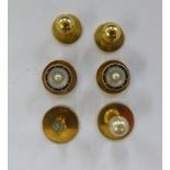 A pair of 18ct gold shirt studs; and two dissimilar pairs, in 9ct gold,