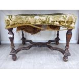 An early 20thC Queen Anne style beech framed stool,