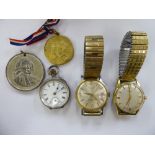 Watches and medals: to include an Avia stainless steel cased wristwatch,