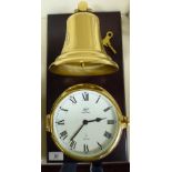 A modern Schatz 1881 Ocean-Quartz Ship's Bell lacquered brass cased bulkhead timepiece;