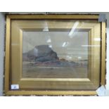 Lowry Lewis - a deserted shoreline scene watercolour bears a signature 9'' x 13'' framed