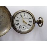 A late 19thC Continental white metal cased full hunter pocket watch,