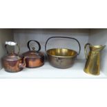 Late 19th/early 20thC metalware: to include a circular quartz size copper range kettle;