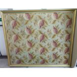 A modern Belgian design needleworked fruit and floral tapestry 47'' x 55'' framed CA