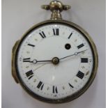 An early/mid 19thC white metal cased pocket watch,