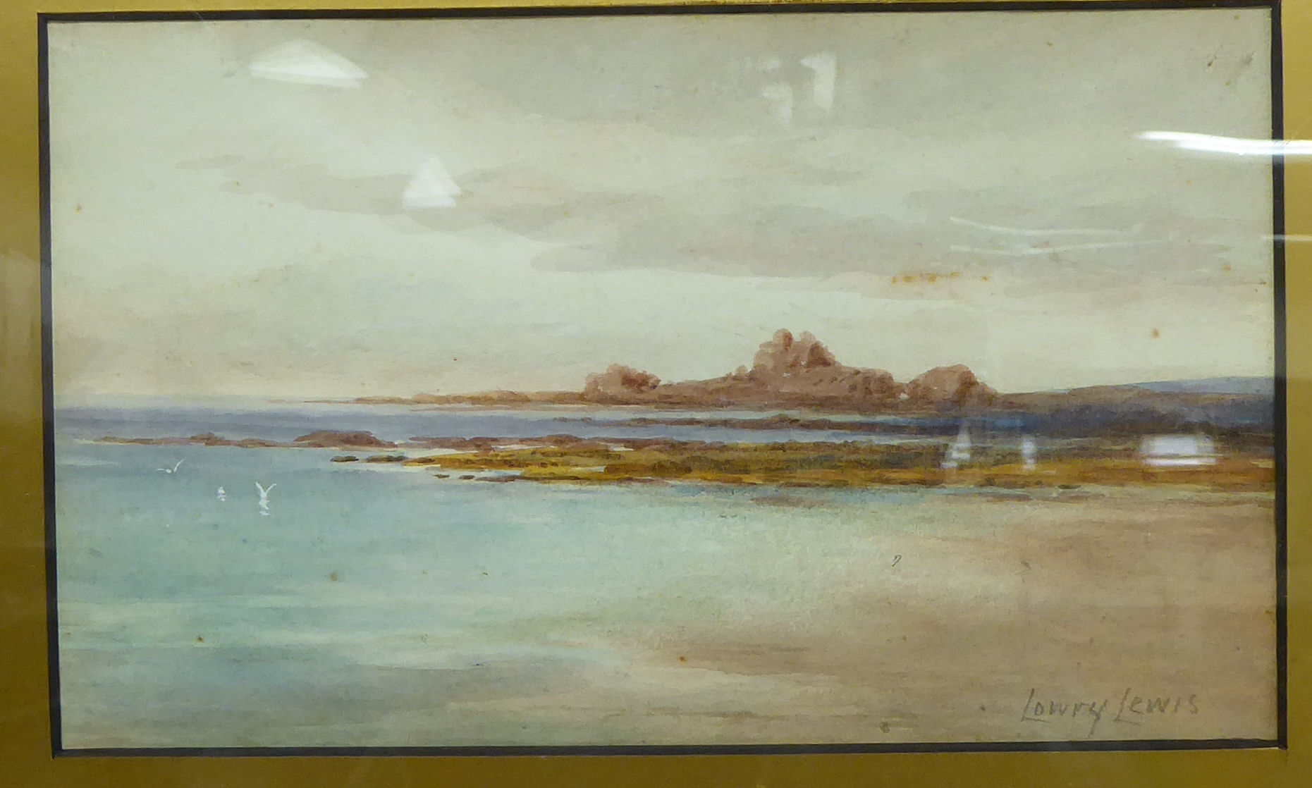 Lowry Lewis - a deserted shoreline scene watercolour bears a signature 5. - Image 2 of 3