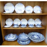 Blue and white ceramics: to include a late Victorian tea set,