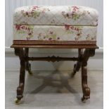 A late 19thC Continental walnut square stool,