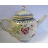 A late 18thC Chinese porcelain teapot of globular form with a domed and knop,