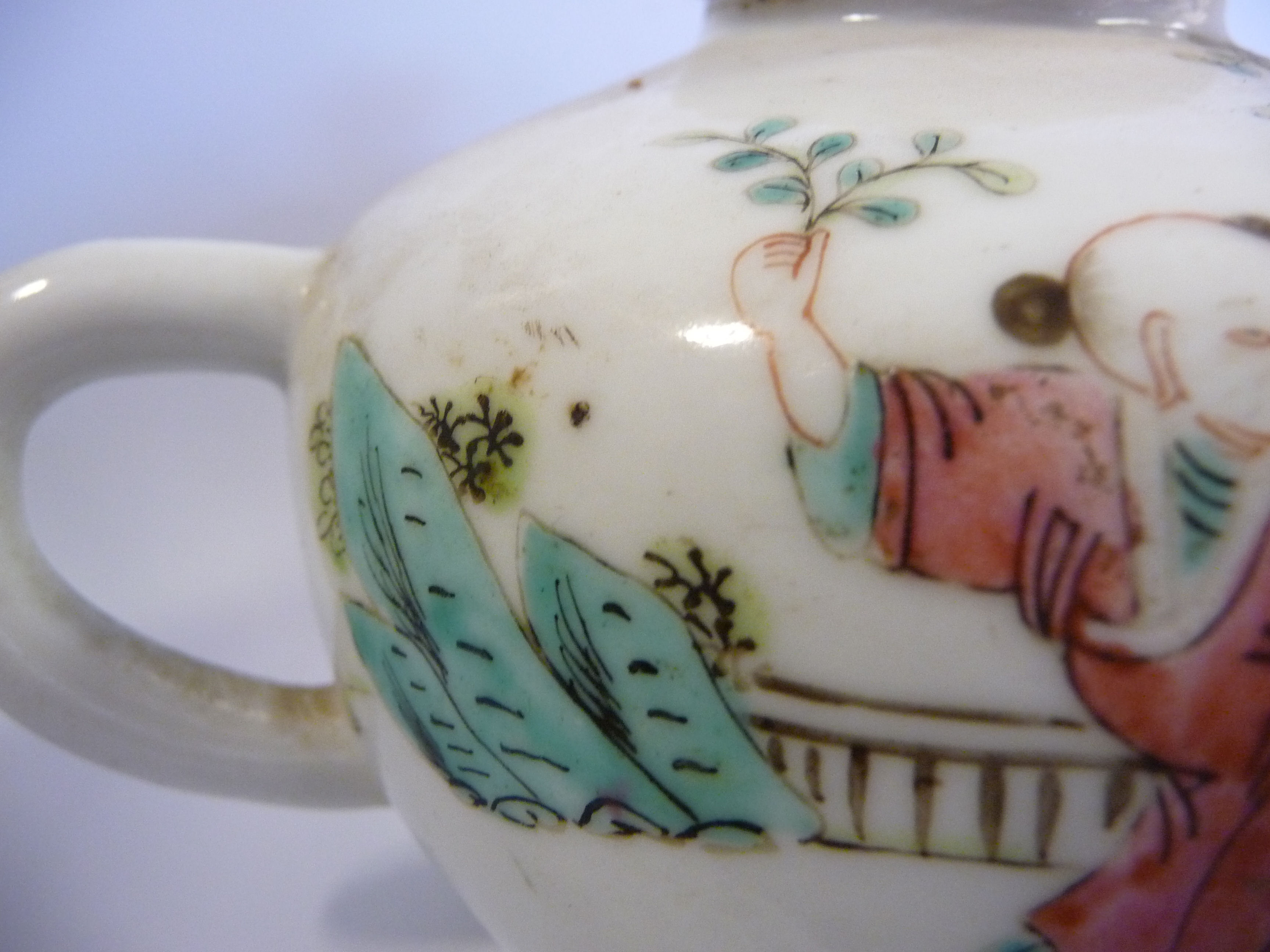 A late 18thC Chinese porcelain small, round teapot and lid, - Image 5 of 8