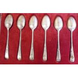 A set of six silver rattail pattern teaspoons bearing six British assay office marks 1963 cased