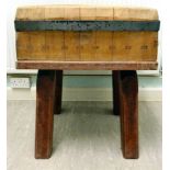 A 20thC North American chopping block table, the 8.