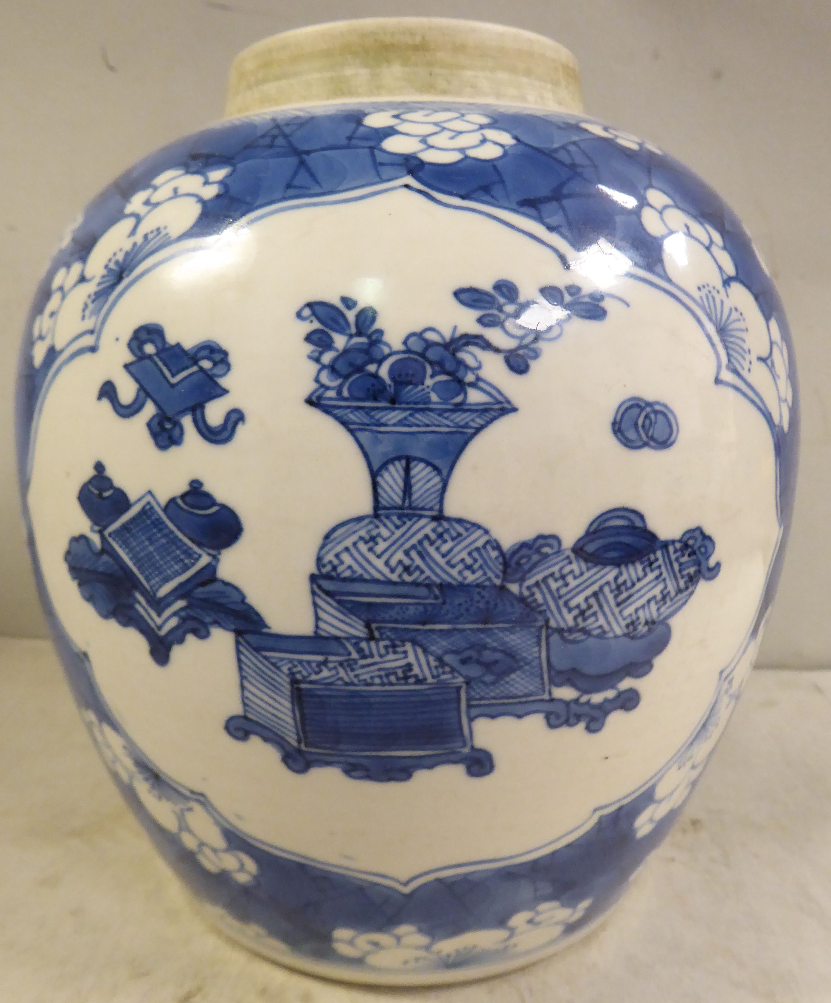 A late 19thC Chinese porcelain jar of baluster form,