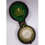 A late Victorian gilt metal cased pocket barometer/altimeter, on a pendant ring,