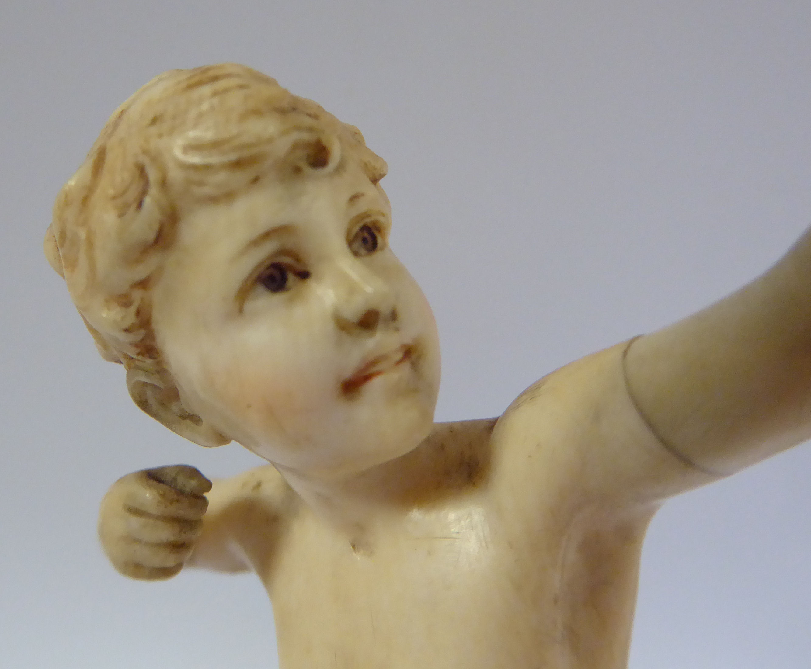 F Prieiss - 'The Archer' a carved ivory figure, (bow missing) bears a signature, - Image 7 of 7