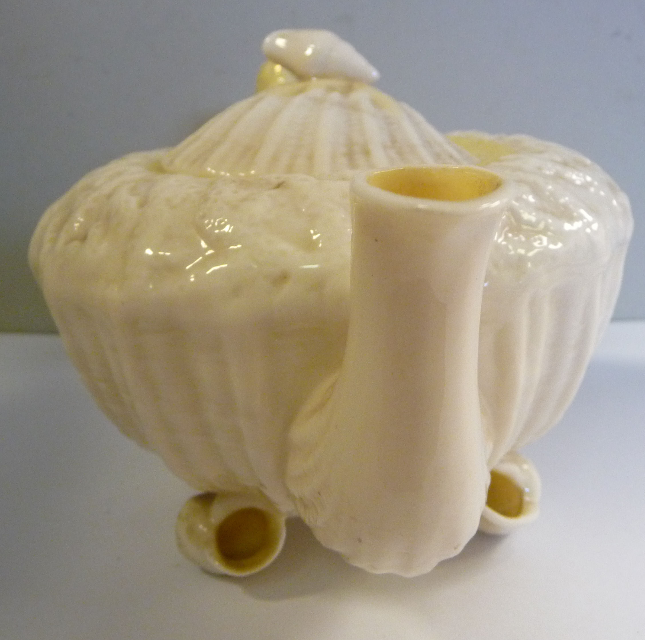 A Belleek cream coloured and tinted yellow lustre glazed, - Image 2 of 6