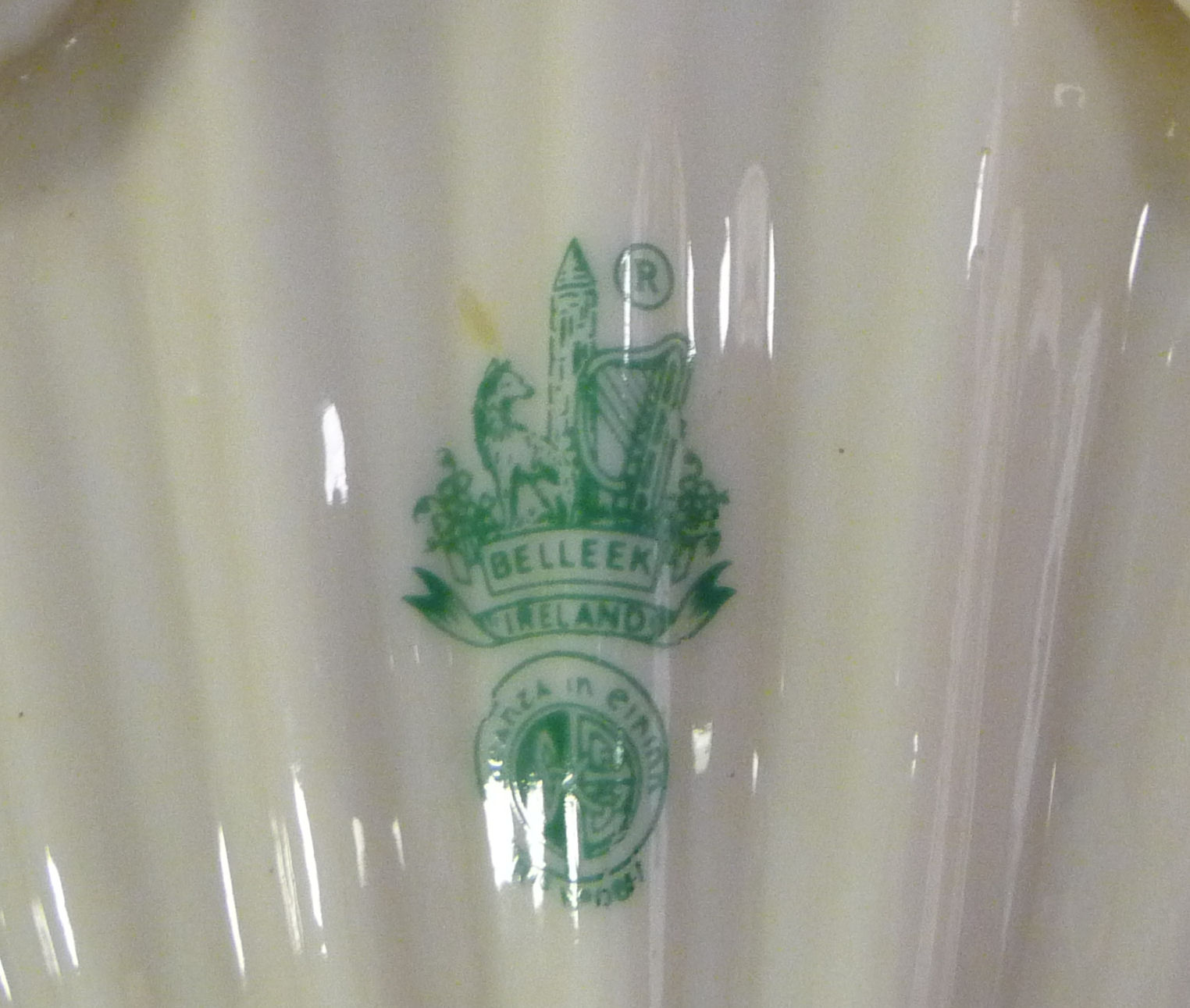 A Belleek cream coloured and tinted yellow lustre glazed, - Image 6 of 6