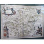 A mid 17thC Joan Blaeu coloured county map 'Hertfordia comitatvs Vernacule Hertfordshire'