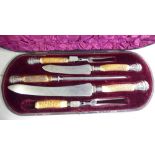 A late Victorian Army & Navy Co-operative Society Ltd five piece steel game carving set,