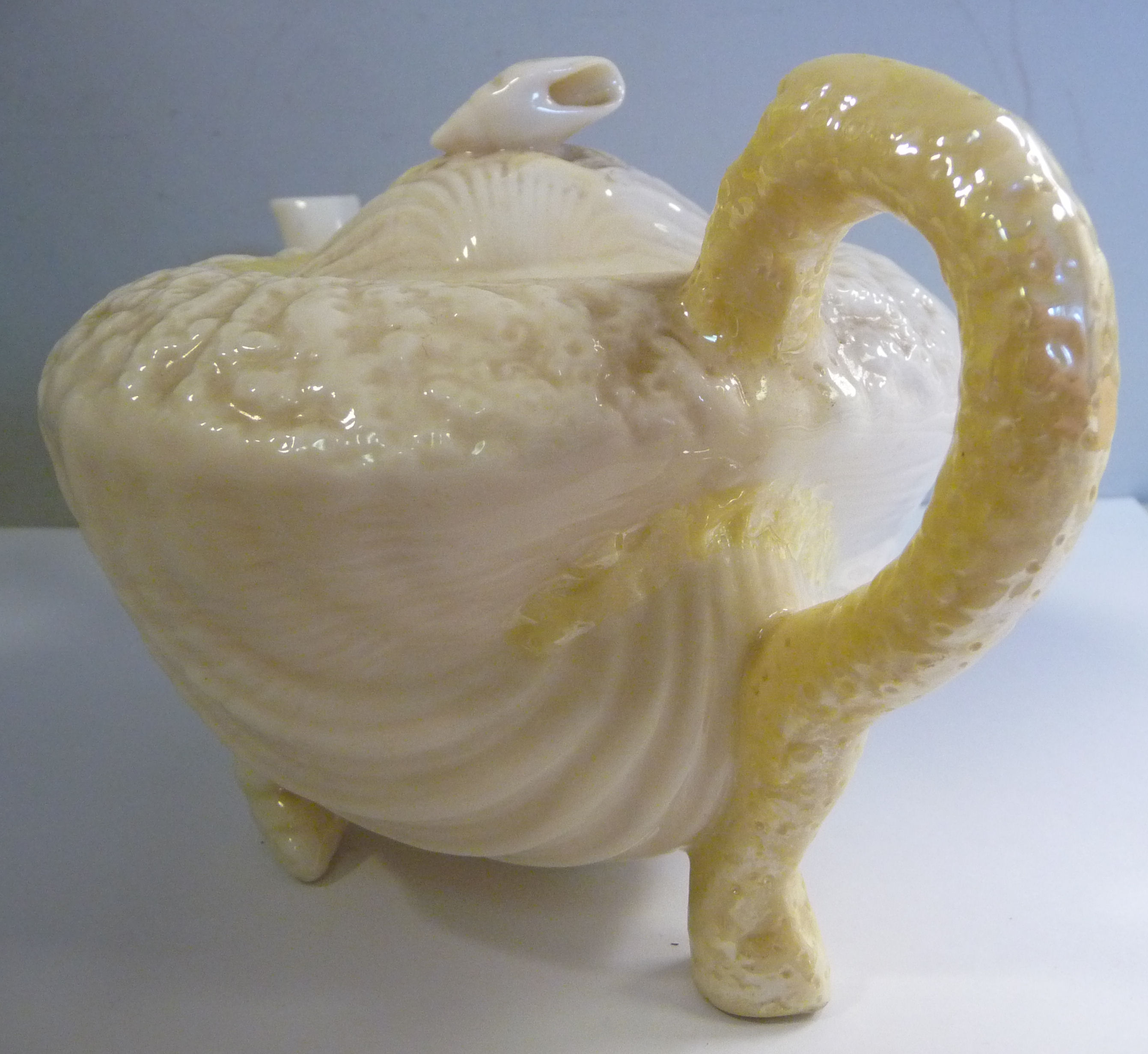 A Belleek cream coloured and tinted yellow lustre glazed, - Image 4 of 6