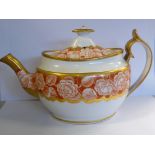 An early 19thC Spode china oval teapot and lid,