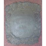 An Art Nouveau pressed, cast and patinated copper plaque,