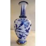 A late 19thC Doulton Lambeth grey and blue glazed stoneware vase of ovoid form with a narrow,