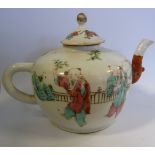 A late 18thC Chinese porcelain small, round teapot and lid,