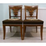 A pair of late 19th/early 20thC Baltic/Russian Biedermeier style mahogany framed side chairs,