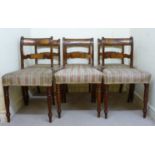 A set of six Regency mahogany framed bar back dining chairs,