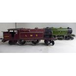 A Hornby 0 gauge 4-4-2 clockwork model tank locomotive in green and black livery,